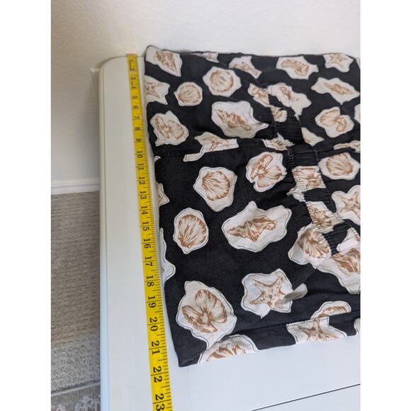 Nicole Miller 100% Linen Shell Print Black Wide Leg Pants Women S Beachy Coastal - Picture 10 of 11